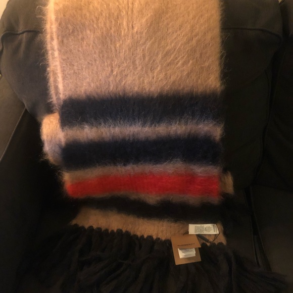 NWT $450 BURBERRY Graphic Stripe Mohair-Silk Scarf - Picture 7 of 14